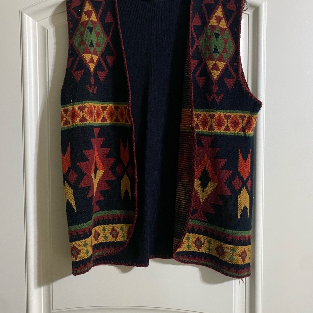 Vintage Colorful Geometric Knit Ves